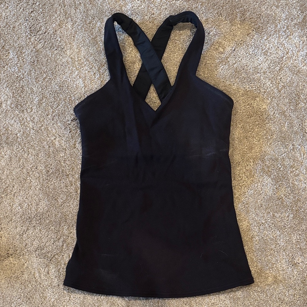 ALO Yoga Black Cross-Strap Tank Top